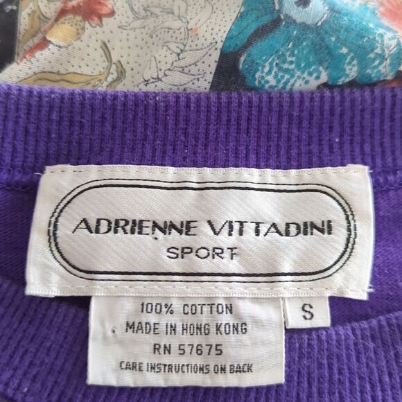 Vintage Adrienne Vittadini purple and black checkered forest theme sweatshirt 🌲 - Picture 2 of 7
